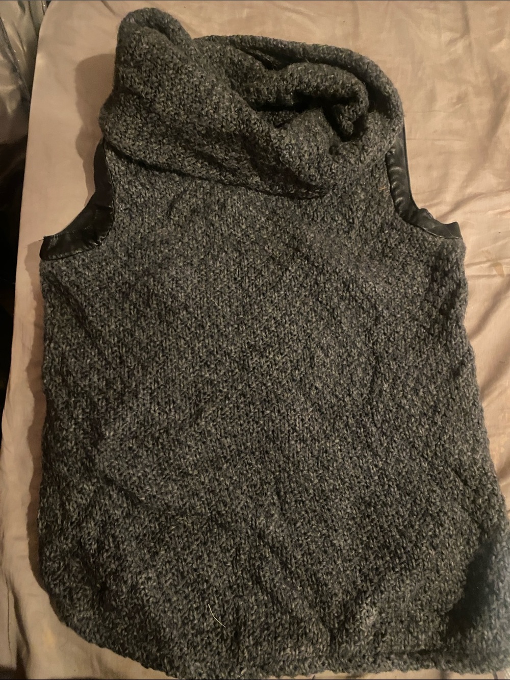 Cozy Sleeveless Cowl Neck Sweater - Dark Gray